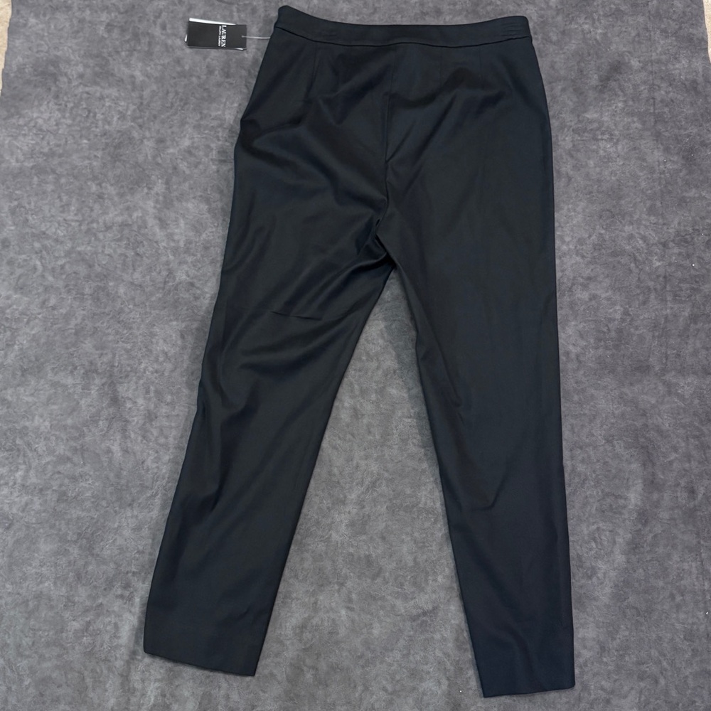 NWT Women Lauren RALPH LAUREN Black High-Rise Cotton-Blend Cropped Pant Sz 10&12 - Picture 5 of 8